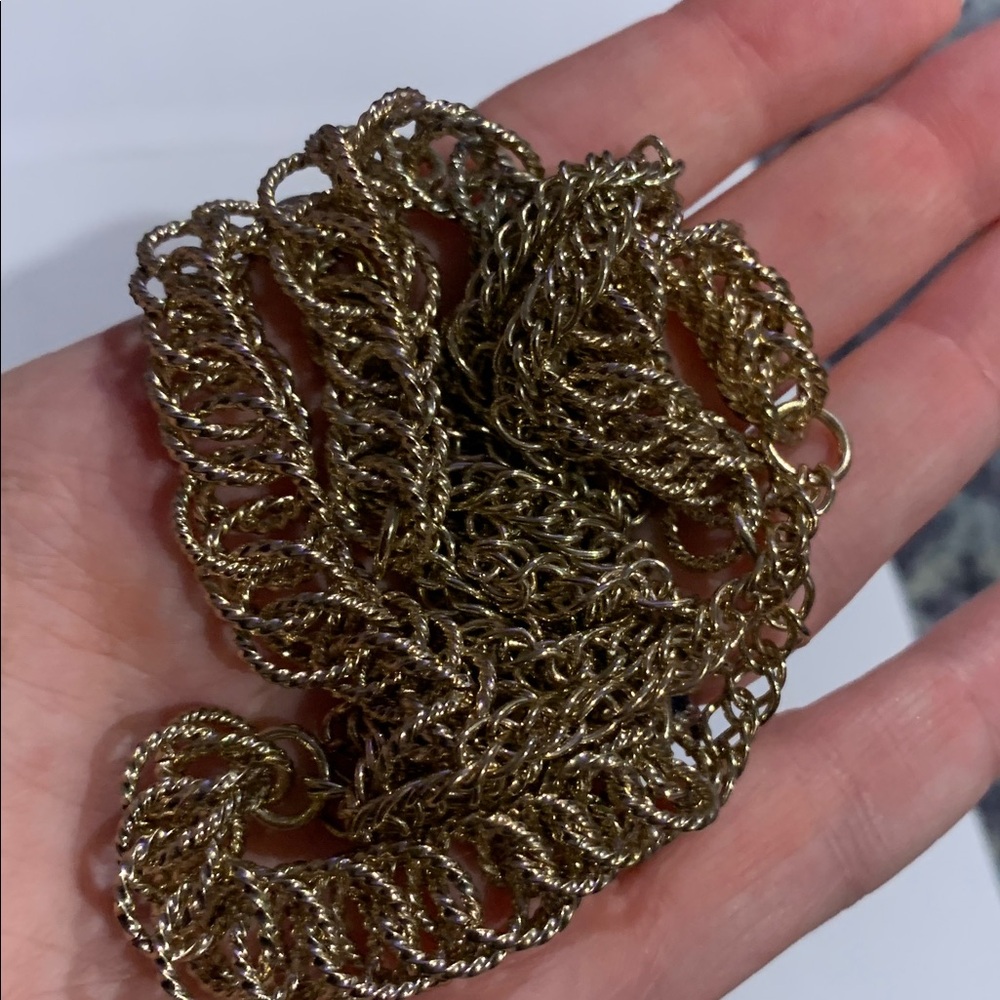 Vintage aged textured gold large and small link chain 40”necklace - Picture 5 of 5